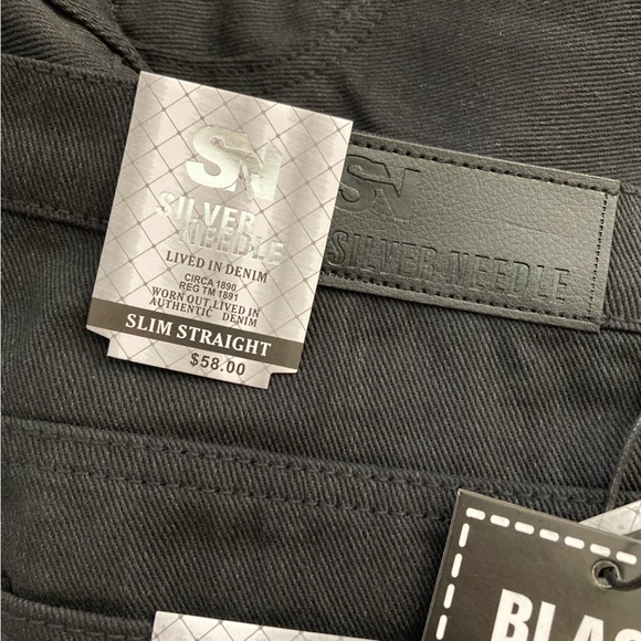 SILVER NEEDLE | NWT Men’s Black Bull Denim Slim Straight Jeans - Picture 6 of 7